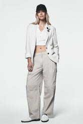 POPLIN ZIP CARGO PANT - Pebble - 1