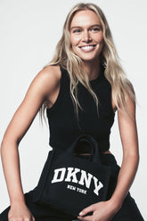 HADLEE CANVAS SMALL LOGO TOTE - BLACK/SILVER - 1