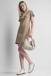 STRIPE MINI POLO DRESS - Truffle/Ivory - 1