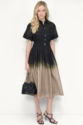 OMBRÉ MIDI SHIRT DRESS - Cappuccino/Black - 1
