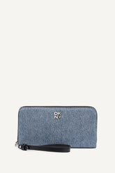 SARAH LARGE ZIP AROUND WALLET - Denim/Black - 1