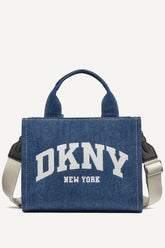 HADLEE SMALL DENIM LOGO TOTE - DENIM - 1