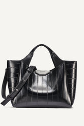 WILLA MINI RIBBED SATCHEL - Black/Silver - 1