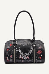 CEDAR MEDIUM SATCHEL - Black/Silver - 1