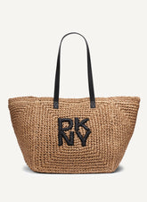 PALOMA CROCHET STRAW LOGO TOTE - Natural/Black - 1