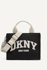 HADLEE SMALL STRAW LOGO TOTE - Black/White - 1