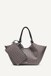 PAULA NEW YORK LOGO MEDIUM TOTE - Black/Saddle - 1