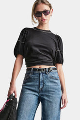DOME STUDS MINI RUFFLE SHIRT - Black/Shiny Silver - 1