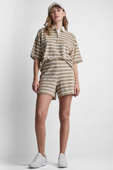 TOWELLING TERRY HIGH-RISE SHORT - Travertine/Eggnog - 1