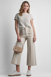 HIGH-RISE WIDE LEG WITH PATCH POCKETS - Pebble Stripe - 1