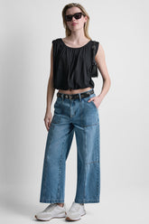 HIGH-RISE WIDE-LEG UTILITY ANKLE JEAN - Waterfall - 1