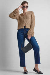 LONG SLEEVE FRINGE CARDIGAN - Travertine - 1