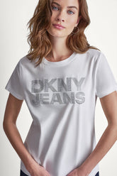 DKNY JEANS STACKED RHINESTONE DOME TEE - White - 1