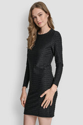 LOGO JACQUARD MINI DRESS - Black - 1
