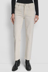 MID-RISE CLASSIC STRAIGHT WITH MINI RHINESTONES - Beige - 1