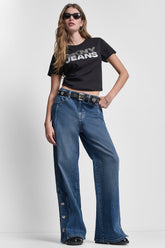 DKNY JEANS STACKED RHINESTONE TEE - Black/Silver - 1