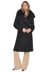 WOOL-BLEND LONG COAT - Black - 1