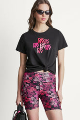 DKNY CAMO MIXED MEDIA LOGO TEE - Black - 1