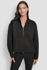 HALF ZIP LOGO PULLOVER - Black - 1