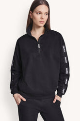 LOGO QUARTER-ZIP SWEATSHIRT - Black - 1