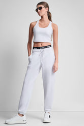 HIGH-RISE LOGO WAIST SLIM JOGGER - White - 1