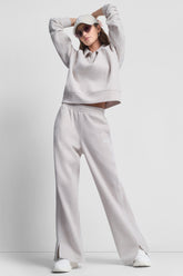 HIGH-RISE PIPED TRACK PANTS - Cortado Heather/White - 1