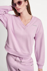 METALLIC BUBBLE LOGO V-NECK PULLOVER - Pink Lavender - 1