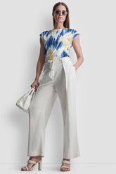 MID-RISE TIE WAIST PLEATED PANT - Ivory - 1