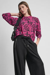 GRAFFITI HEART SWEATER - Hot Pink Graffiti Heart - 1