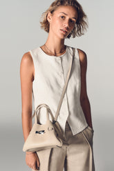 LINEN BUTTON-FRONT VEST - Ivory - 1