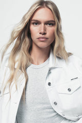 OVERSIZED TRUCKER JACKET - White - 4