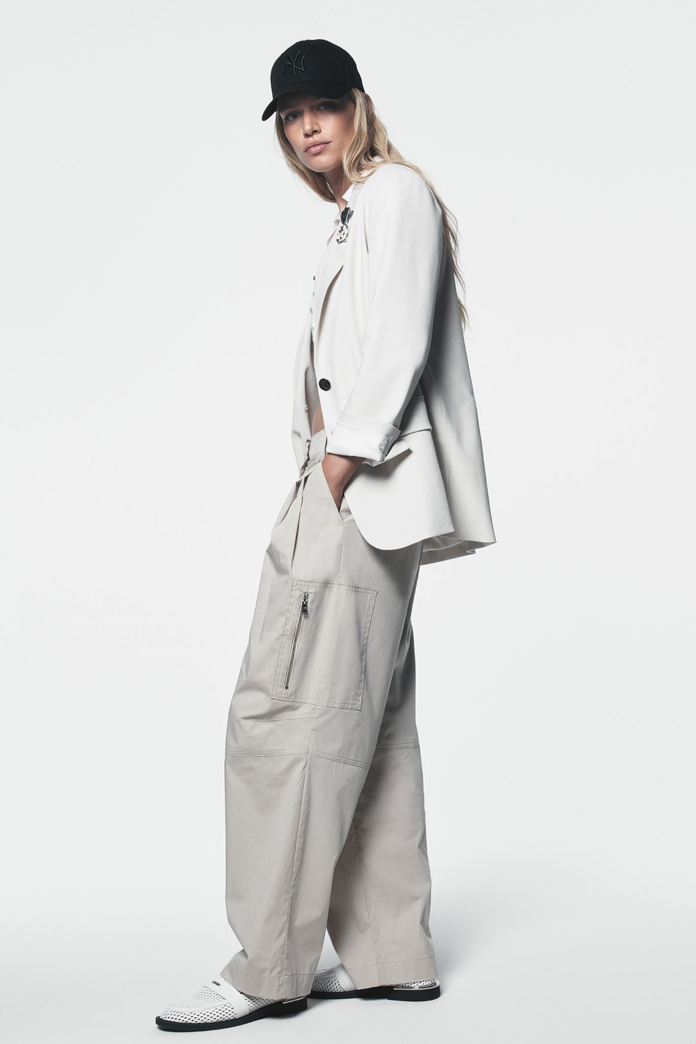 POPLIN ZIP CARGO PANT - Pebble - 2