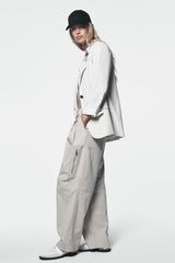 POPLIN ZIP CARGO PANT - Pebble - 2