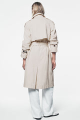 LONG BELTED TRENCH COAT - Parchment - 3