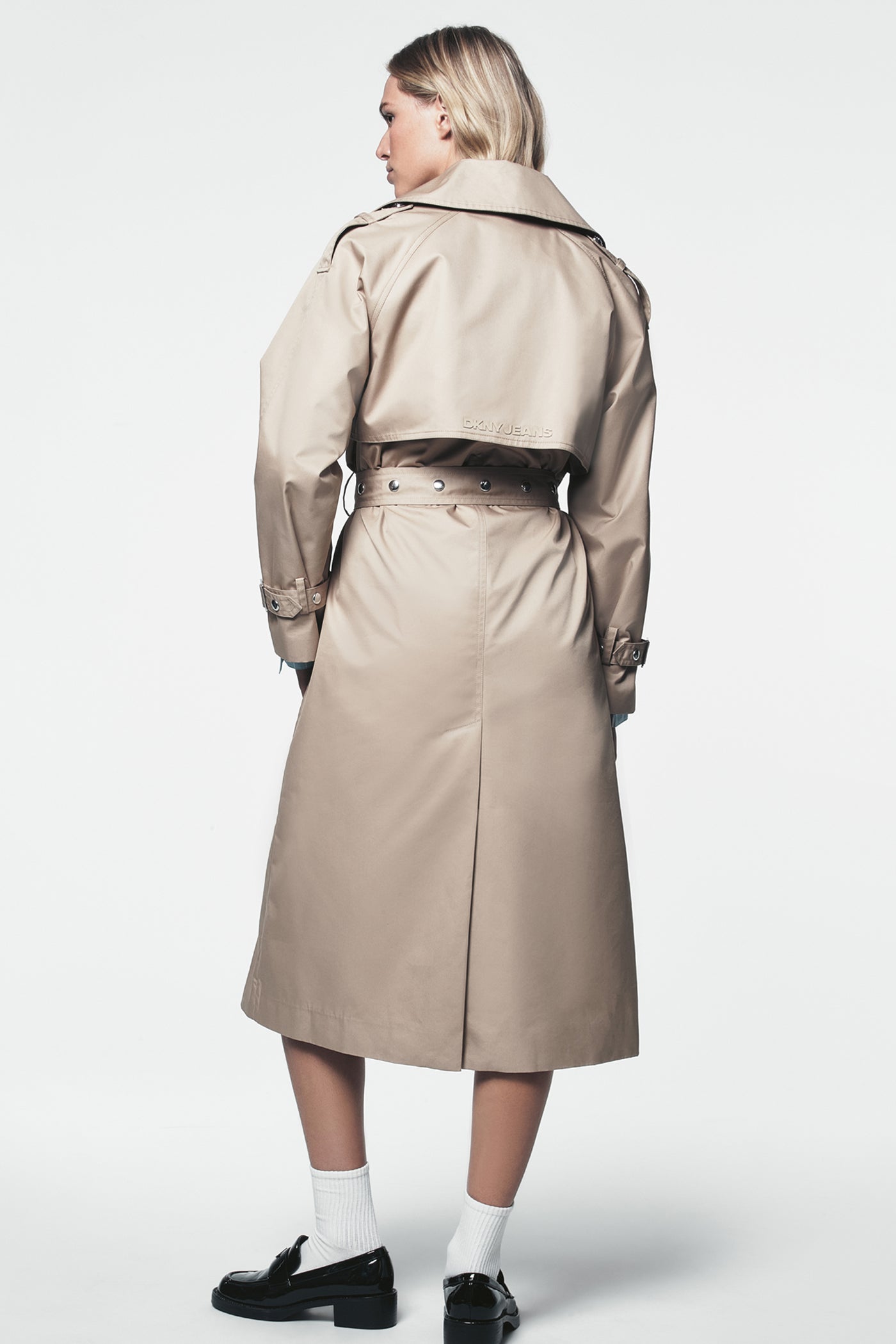 LONG DOUBLE BREASTED BELTED TRENCH - Travertine - 3