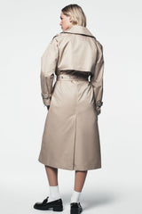 LONG DOUBLE BREASTED BELTED TRENCH - Travertine - 3