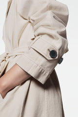 LONG BELTED TRENCH COAT - Parchment - 4