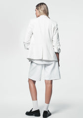 SINCHED SLEEVE ONE BUTTON BLAZER - Ivory/Black - 3