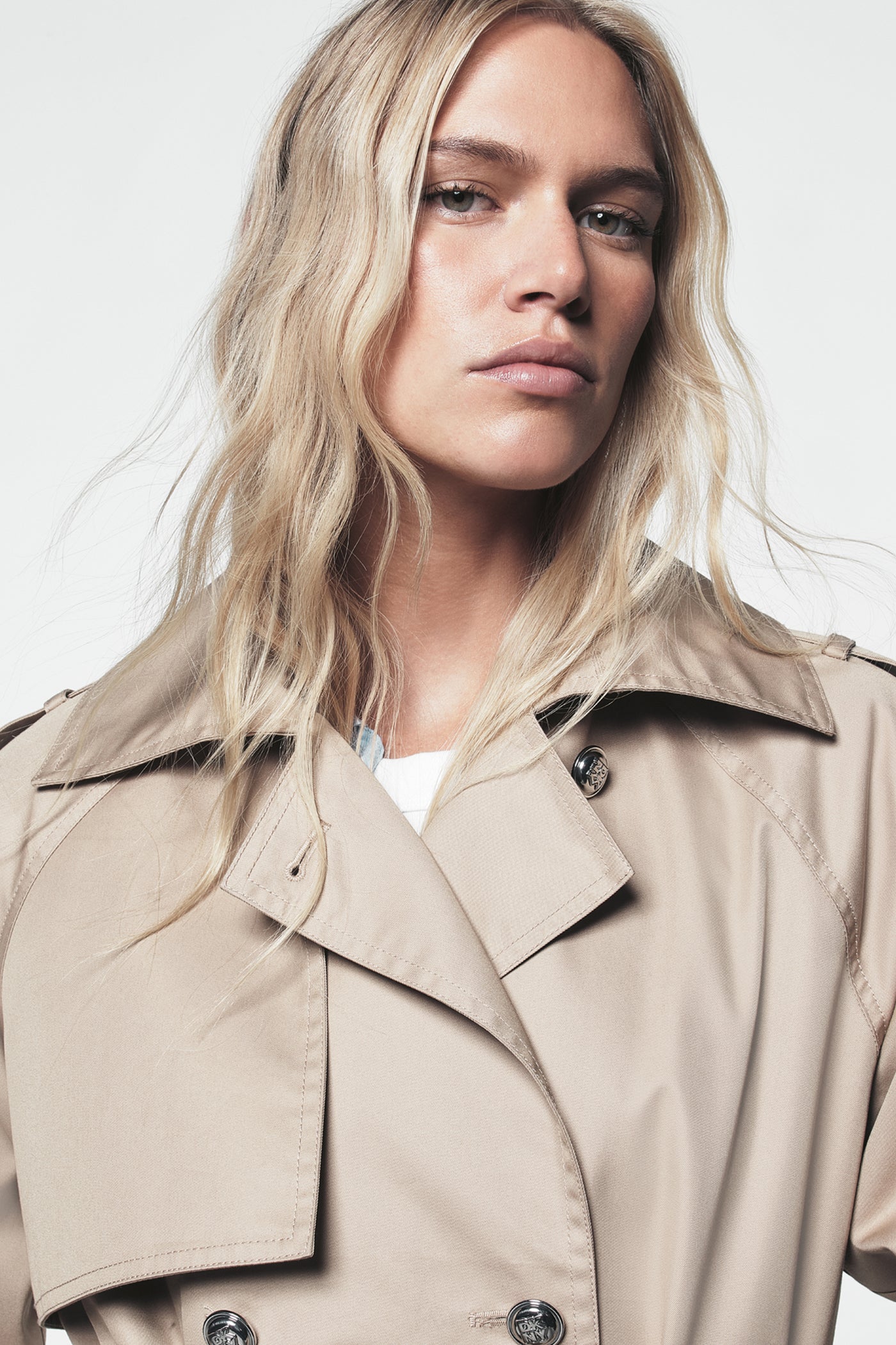 LONG DOUBLE BREASTED BELTED TRENCH - Travertine - 5