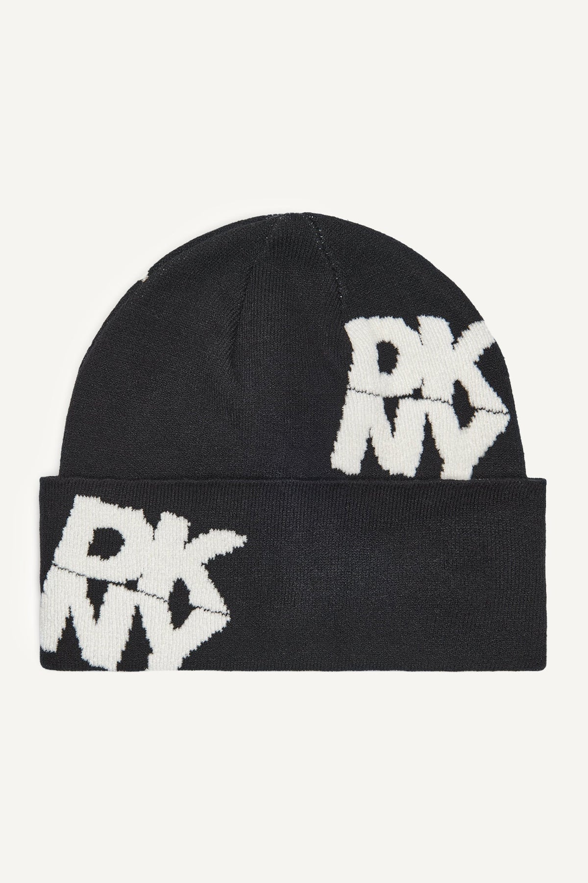CHENILLE BLOCK DKNY CUFF BEANIE - Ivory - 1