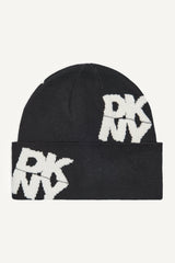 CHENILLE BLOCK DKNY CUFF BEANIE - Ivory - 1