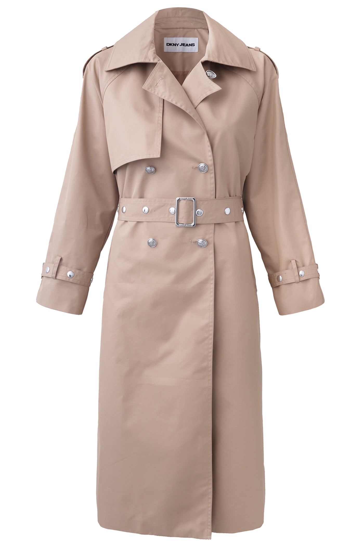 LONG DOUBLE BREASTED BELTED TRENCH - Travertine - 6