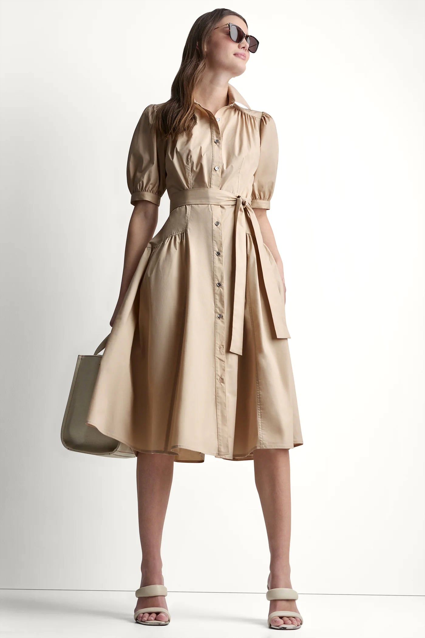 DROP-WAIST MIDI SHIRT DRESS - Moonlight - 6