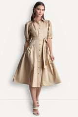 DROP-WAIST MIDI SHIRT DRESS - Moonlight - 1