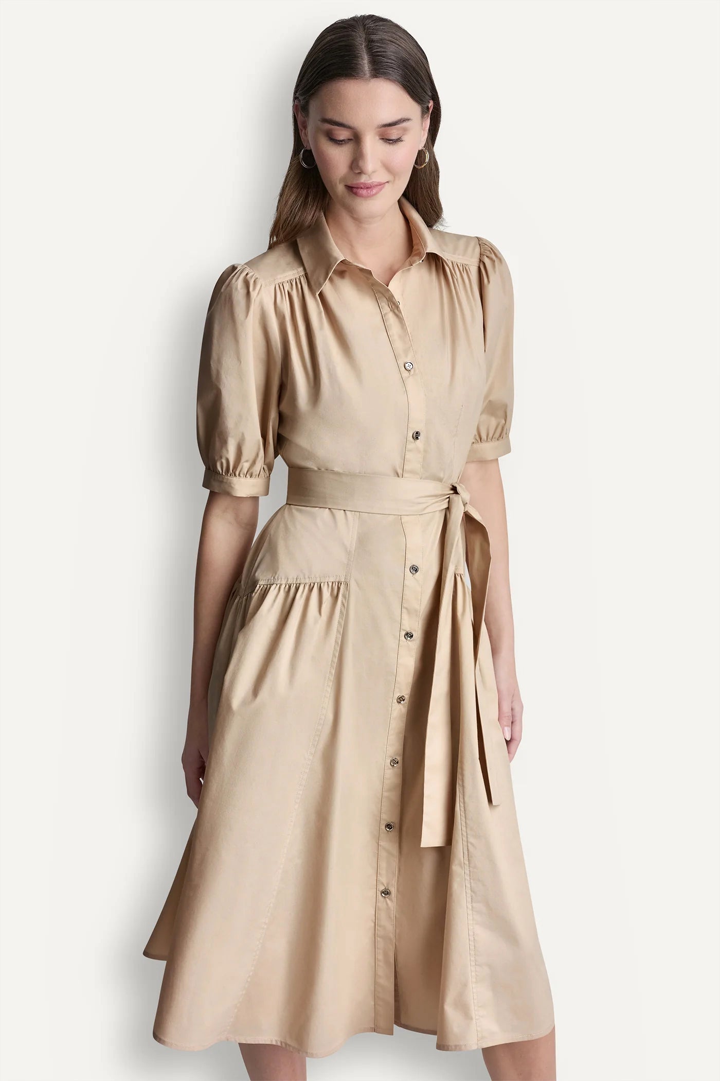 DROP-WAIST MIDI SHIRT DRESS - Moonlight - 5