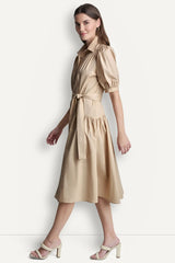DROP-WAIST MIDI SHIRT DRESS - Moonlight - 4