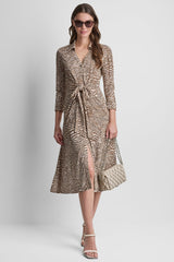 ZEBRA PRINT MIDI SHIRT DRESS - Alabaster/Truffle Multi - 2