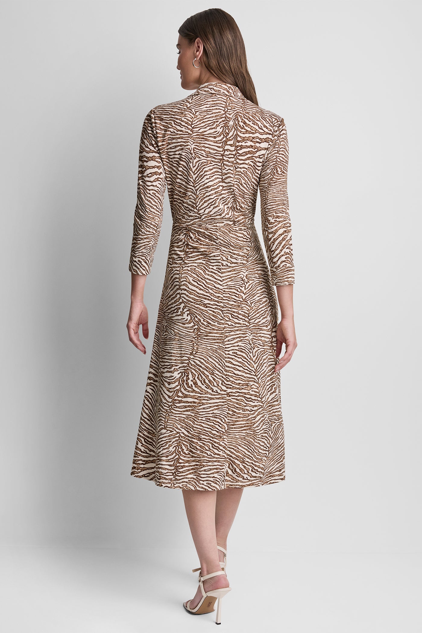 ZEBRA PRINT MIDI SHIRT DRESS - Alabaster/Truffle Multi - 5