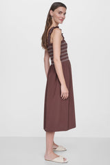 SLEEVELESS SMOCKED MIDI A-LINE DRESS - Java - 3