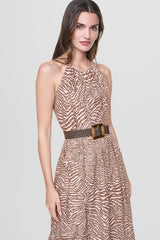 FIT & FLARE PRINTED MIDI DRESS - Alabaster/Truffle Multi - 2